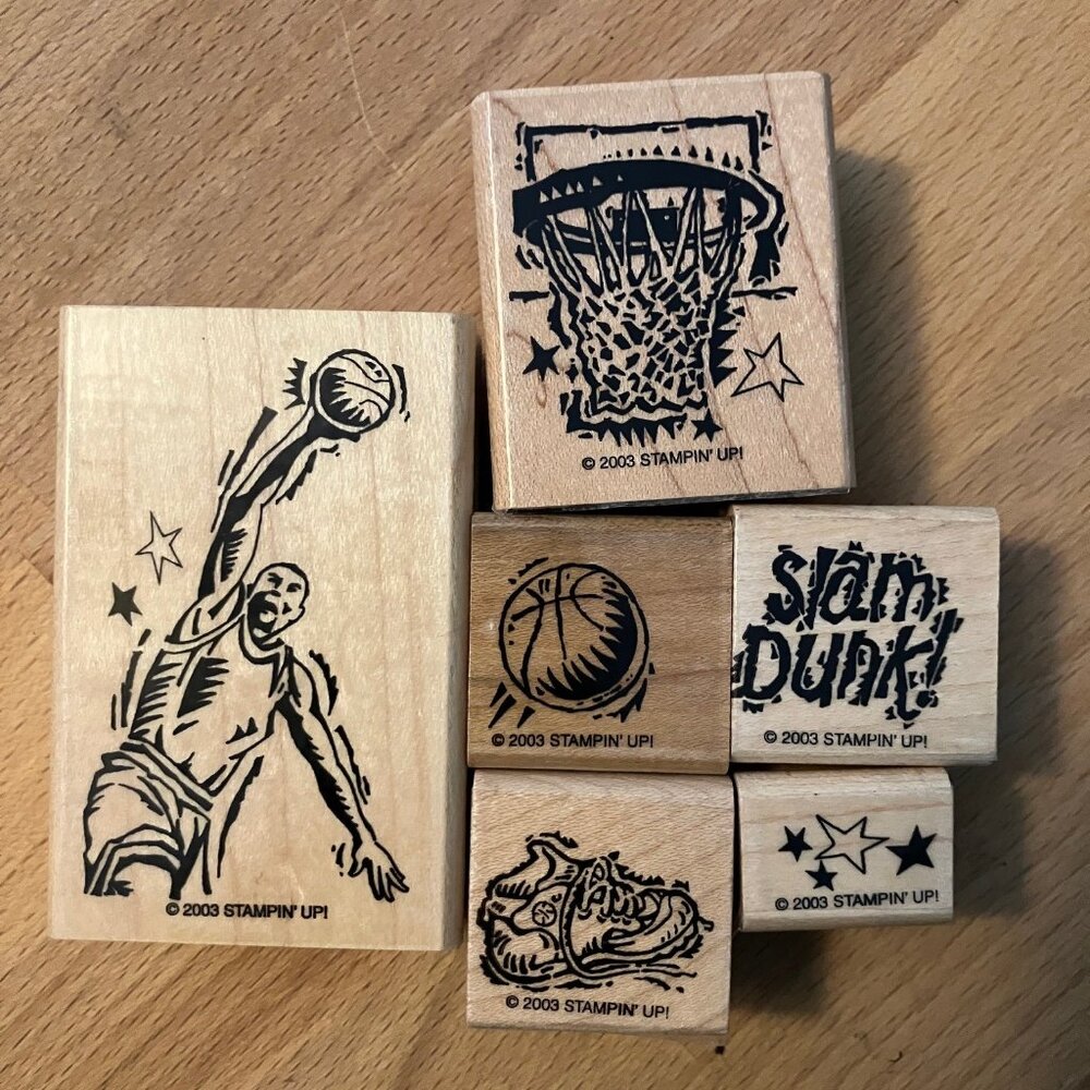 Stampin' Up Stamp Set, Retired, Slam Dunk Basketball Stamps